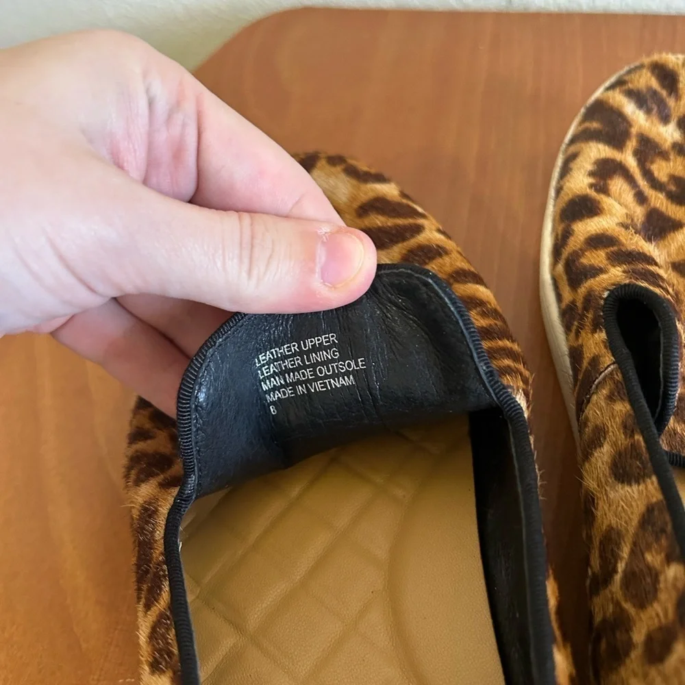 Birdies The Swift Leopard Calf Hair Slip On Loafer Sneakers Women's Size 8 Brown
